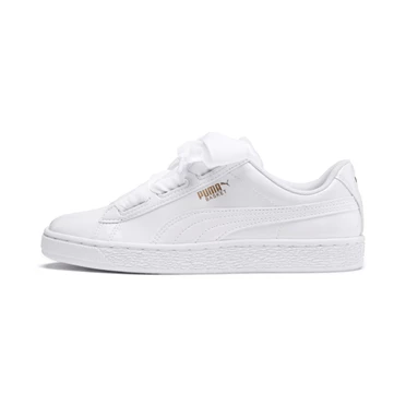 Puma Basket Heart Lakovane Tenisky Dievcenske Biele Čierne Ruzove Zlate | XDYK-62541