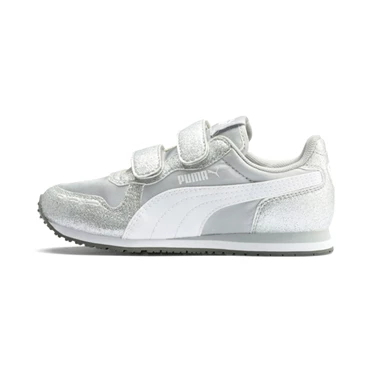 Puma Cabana Racer Glitz Ac Tenisky Dievcenske Strieborne Biele | UOPT-04938