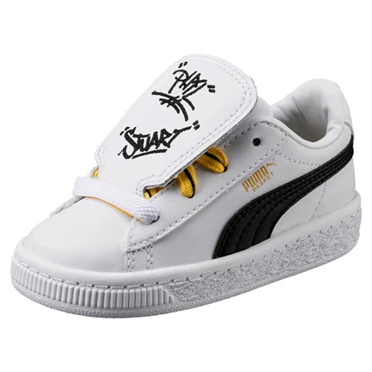 Puma Minions Basket Tongue Tenisky Dievcenske Biele Čierne Žlté | QAUN-41765